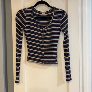 Garage Knit Stripe Button Down Long Sleeve Small